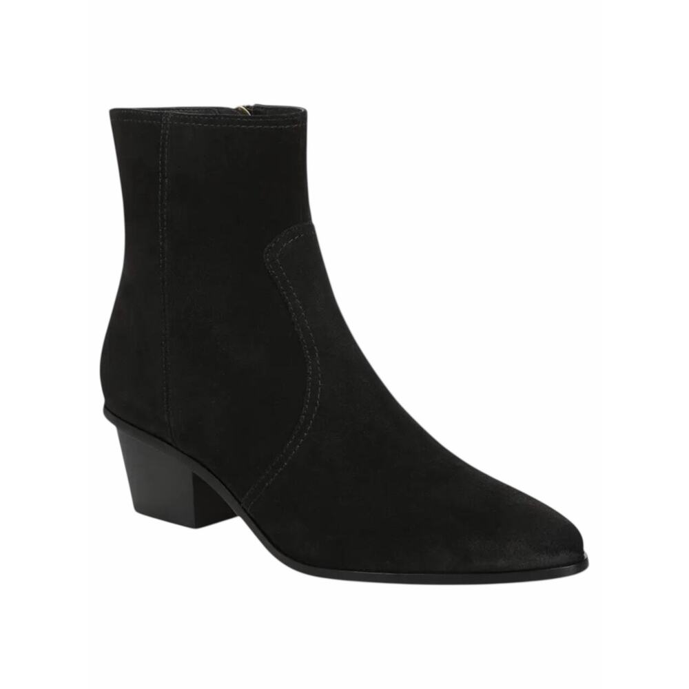 Veronica Beard Ames Suede Block Heel Ankle Boots Black Size 8M - Picture 2 of 13
